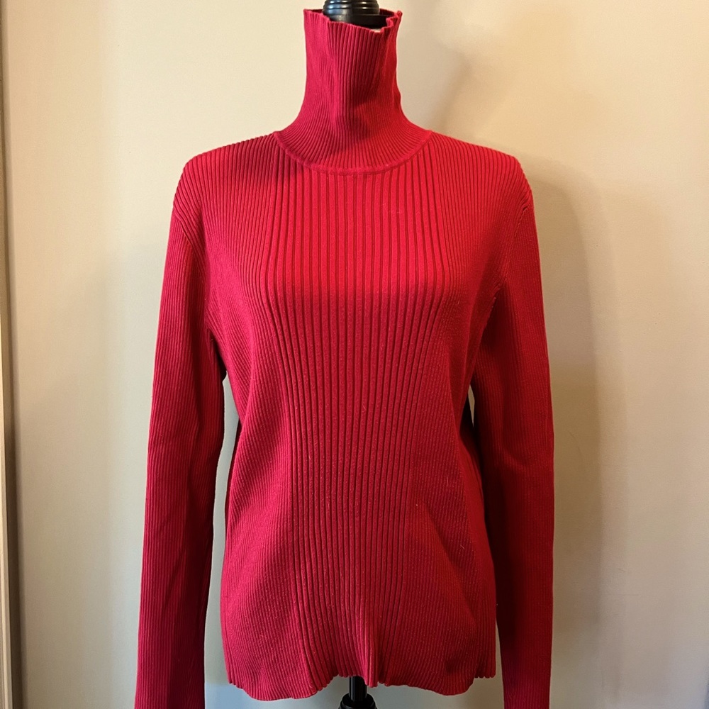 Women’s Jones New York Sport Red Ribbed Turtleneck Size XL